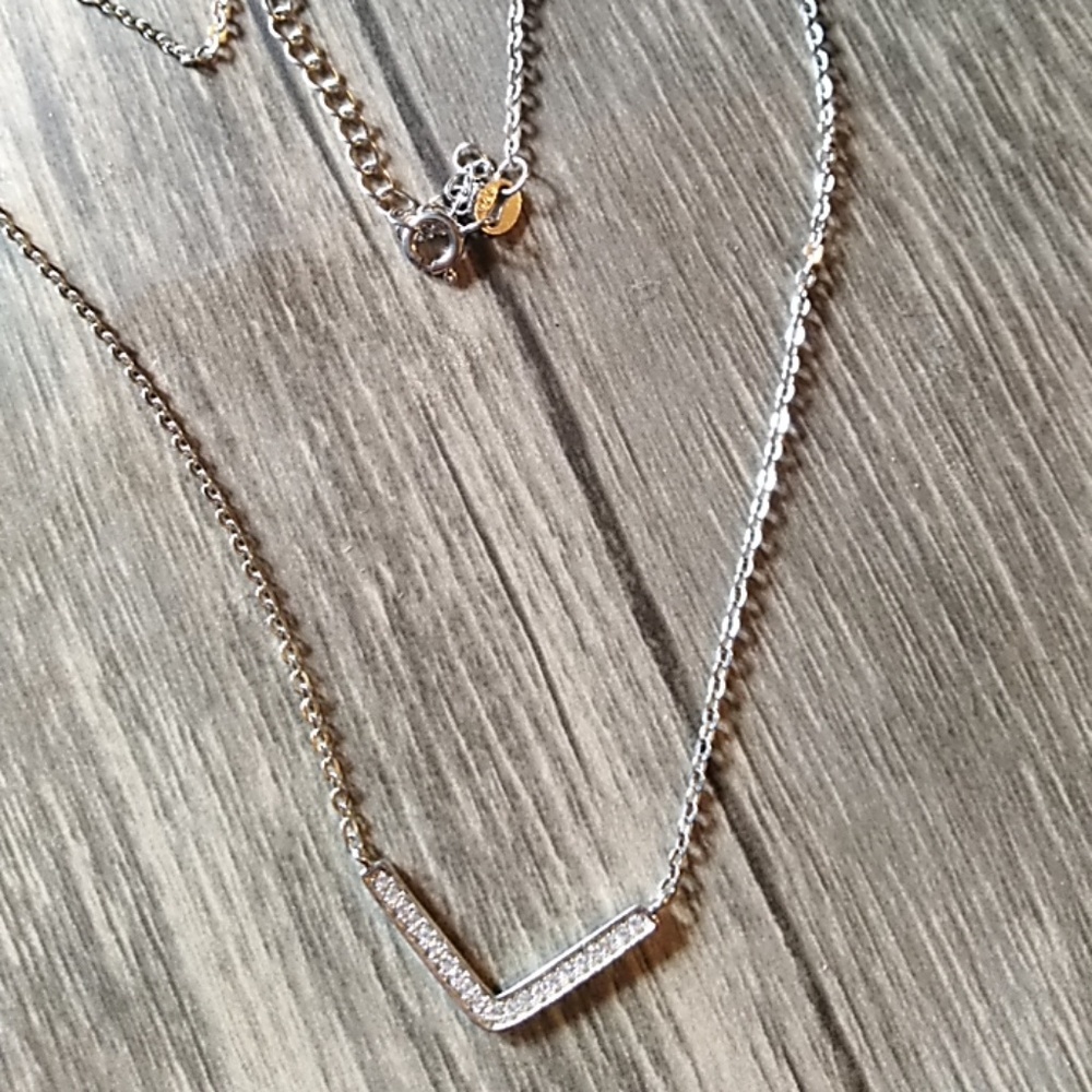 Sparkling Chevron Sterling Silver cz necklace